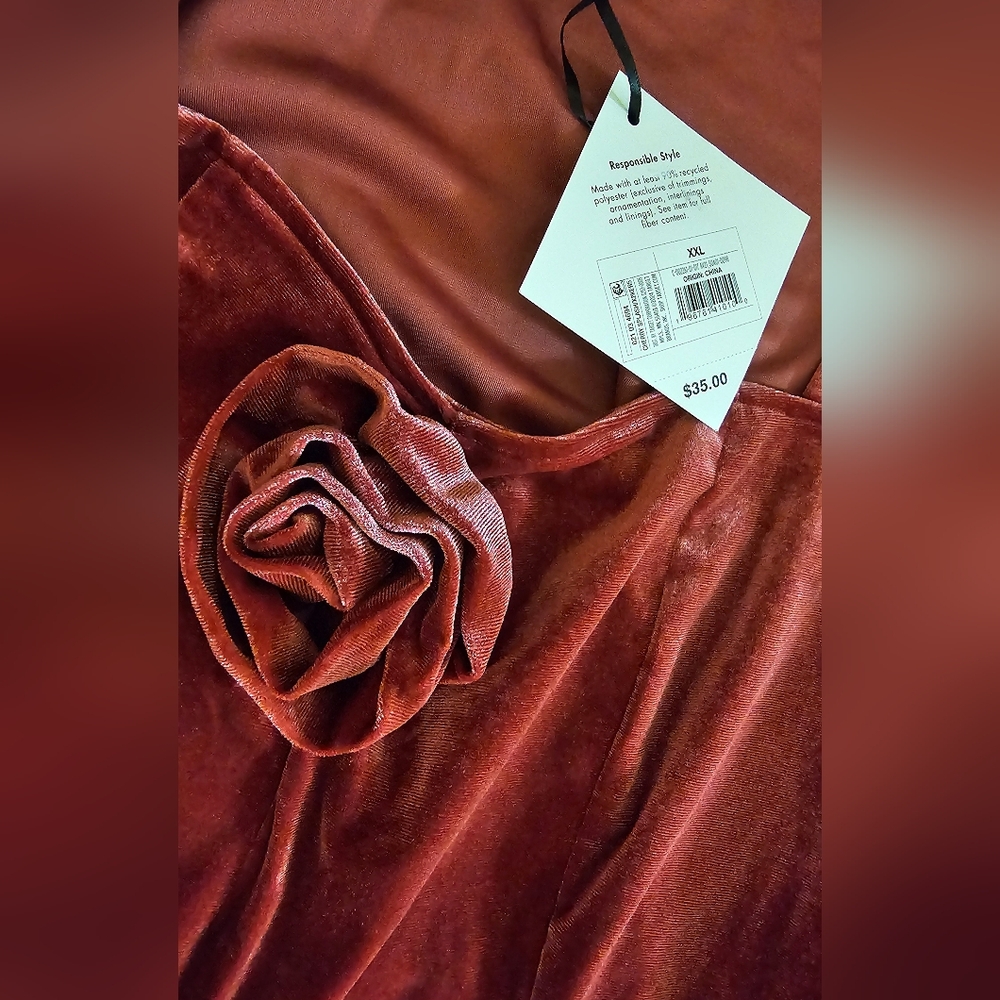 AVA & VIV Velvet Dress In Cherry Splash Size XXL New With Tags - Picture 6 of 6